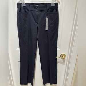 NWT LOFT Navy and Burgundy Houndstooth Julie Straight Trouser Pants size 4